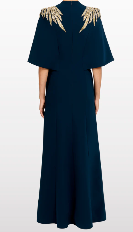 Abito lungo star shower con cristalli in blu Jenny packham - donna 