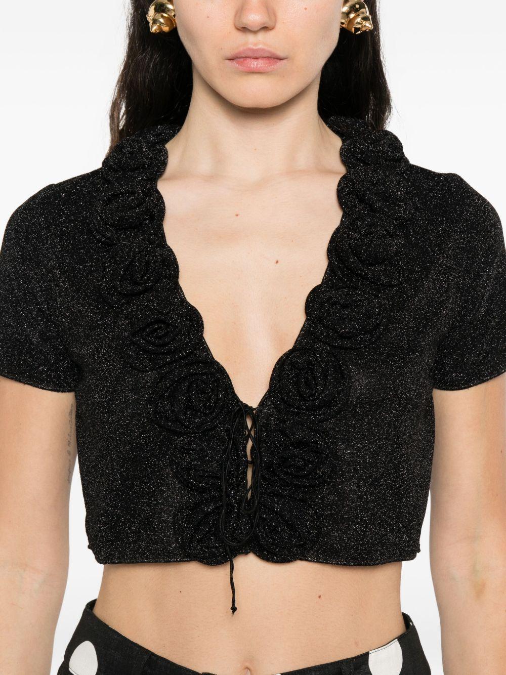 Top con decorazione a fiori con lurex in nero Oséree - donna 