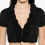 Top con decorazione a fiori con lurex in nero Oséree - donna 