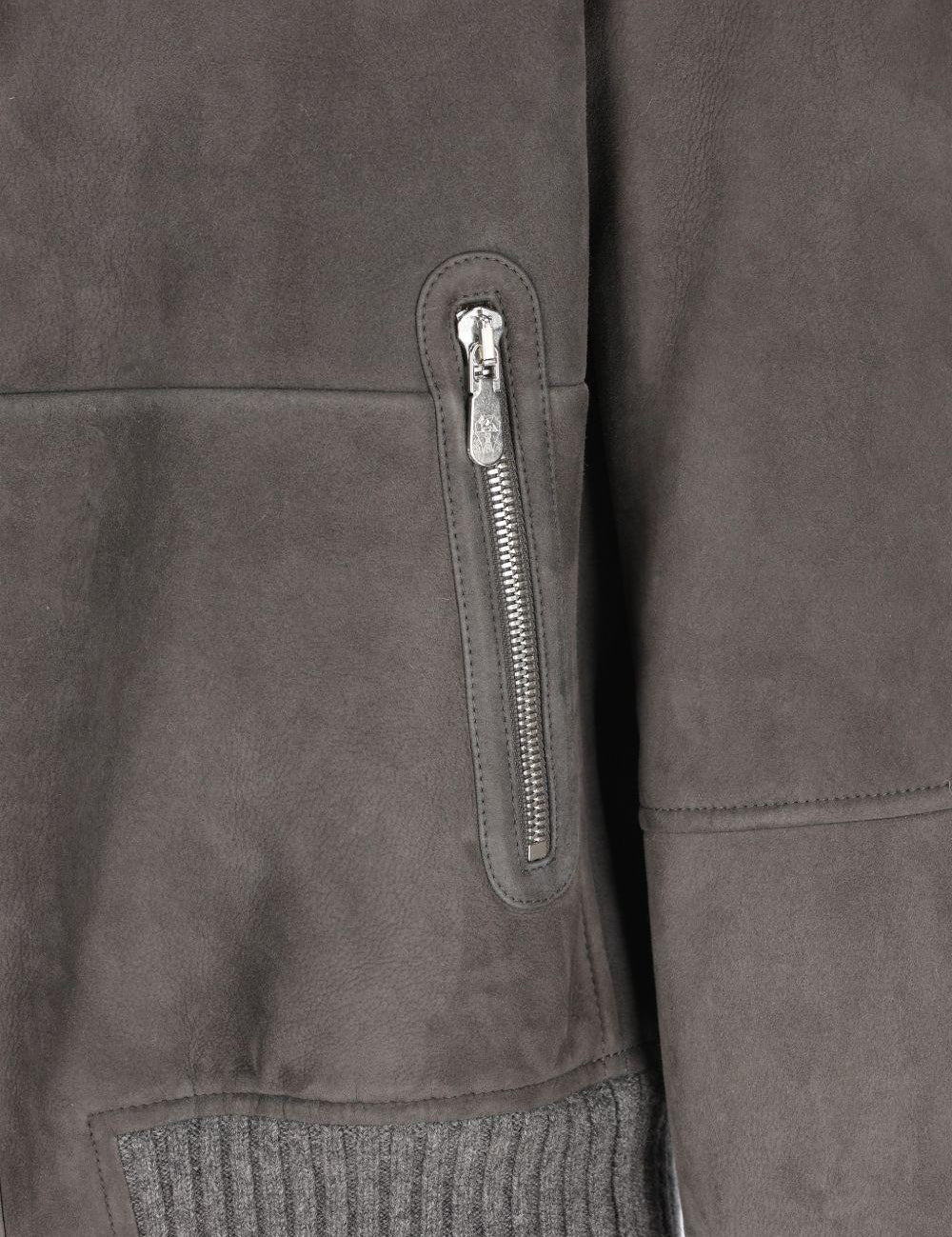 Giacca in pelle a collo alto in grigio Brunello cucinelli - uomo 