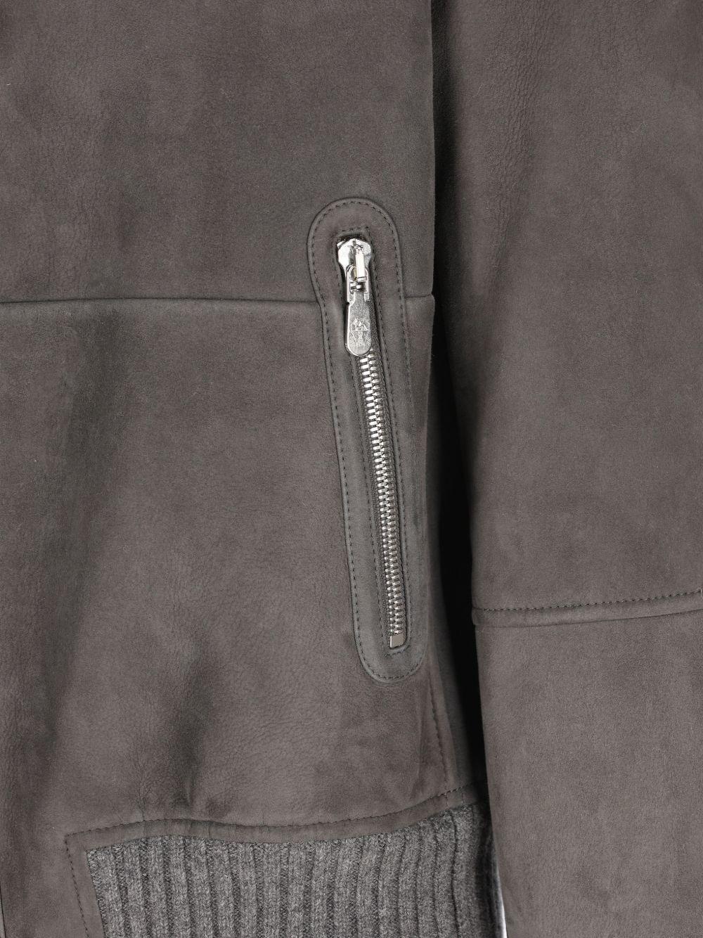 Giacca in pelle a collo alto in grigio Brunello cucinelli - uomo 