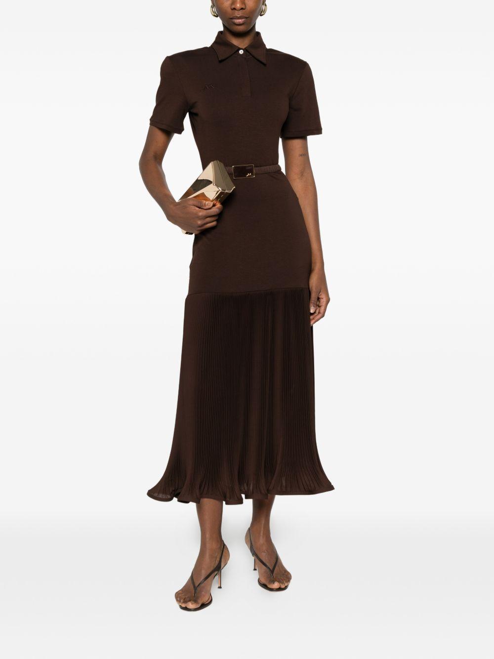 Abito midi con colletto stile polo in marrone Rowen rose - donna 