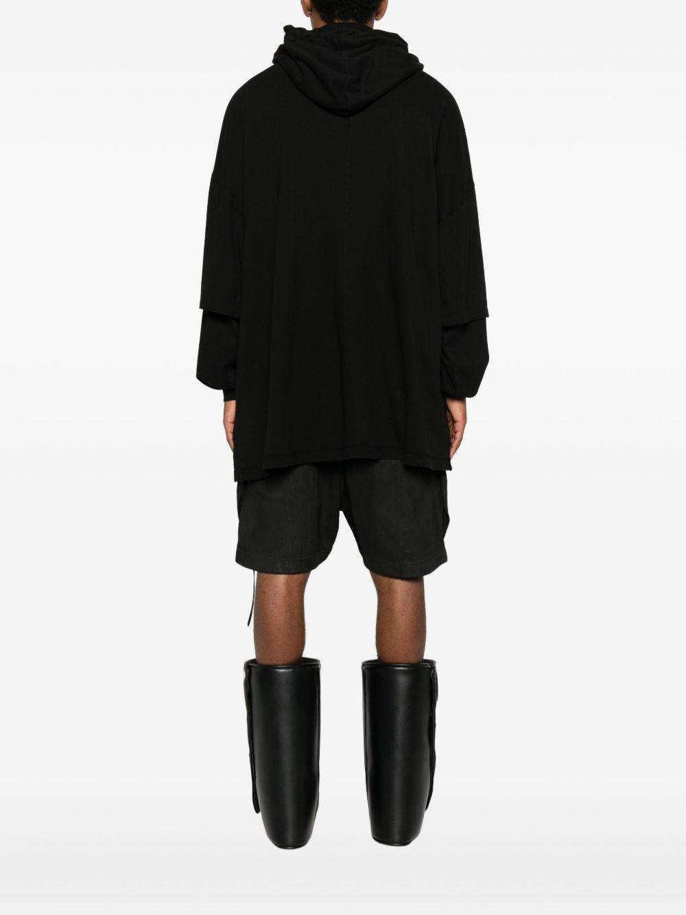 Felpa con coulisse a strati tommy in nero Rick owens drkshdw - uomo 