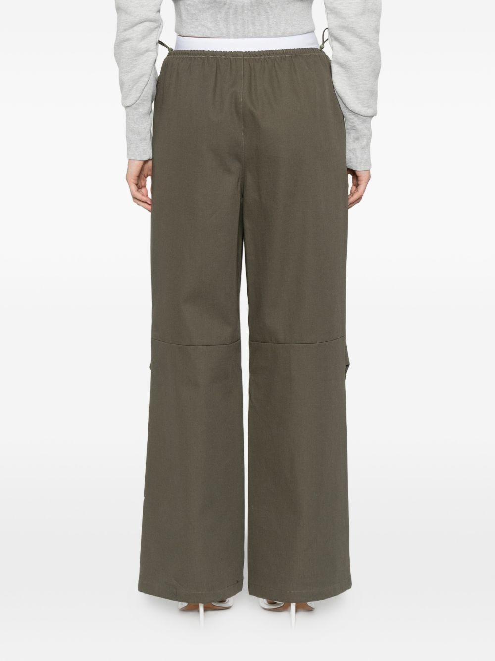 Pantaloni con cintura a doppio strato e logo in verde Alexander wang - donna 