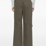 Pantaloni con cintura a doppio strato e logo in verde Alexander wang - donna 