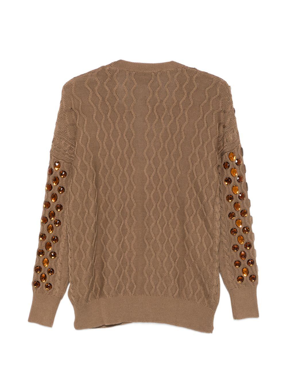 Cardigan con gemme in marrone Giuseppe Di Morabito - donna 