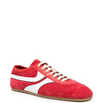 Sneakers in pelle con design a pannelli in rosso 