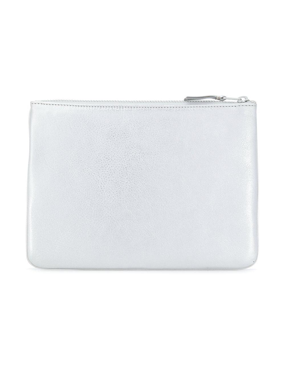 Portafoglio in pelle con logo goffrato in grigio Comme des garcons wallet - unisex 