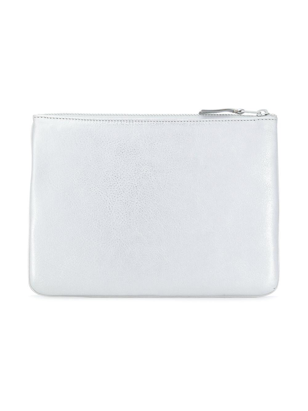 Portafoglio in pelle con logo goffrato in grigio Comme des garcons wallet - unisex 