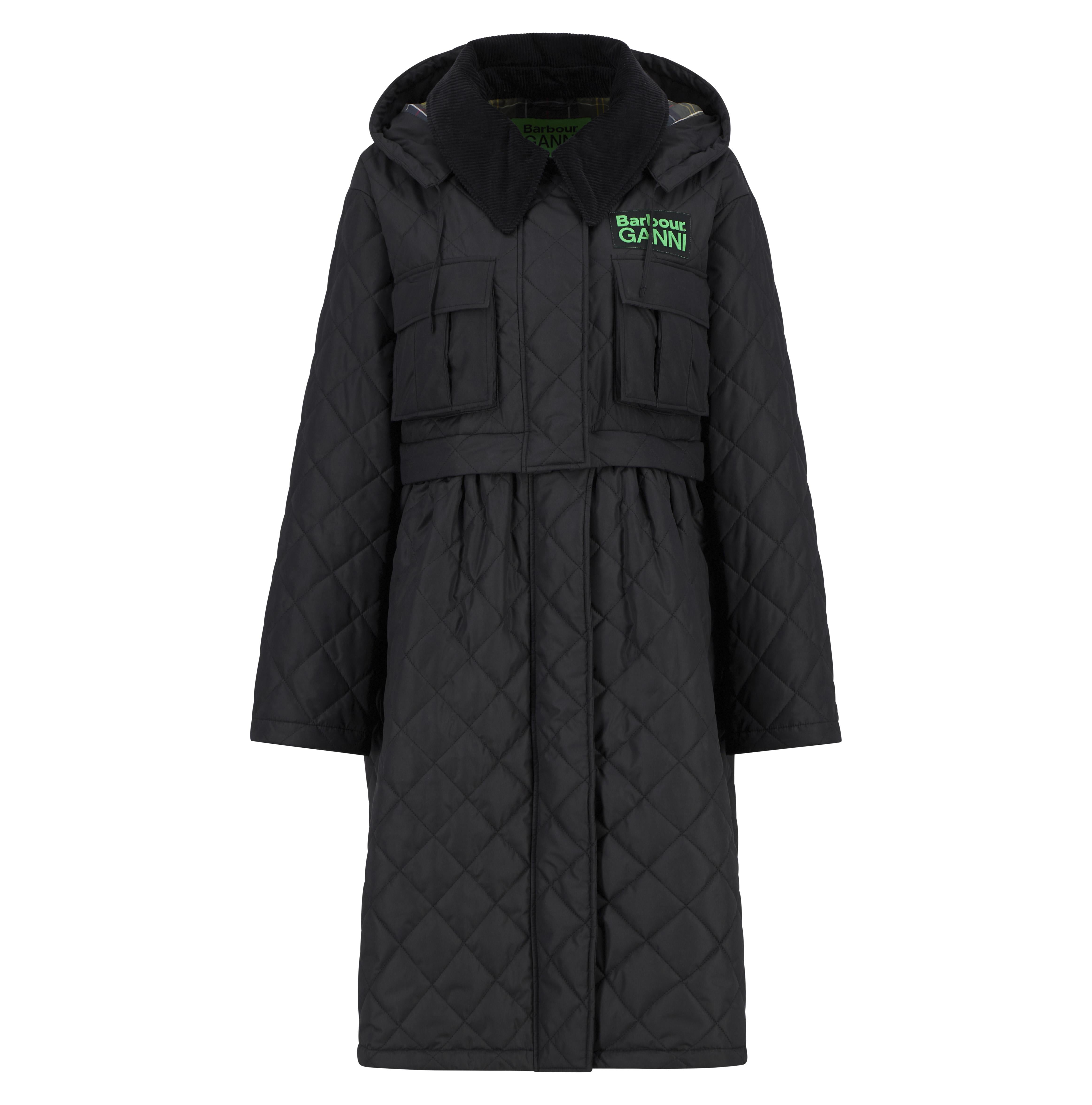 Giacca trapuntata lunga con peplo Barbour x Ganni - donna 