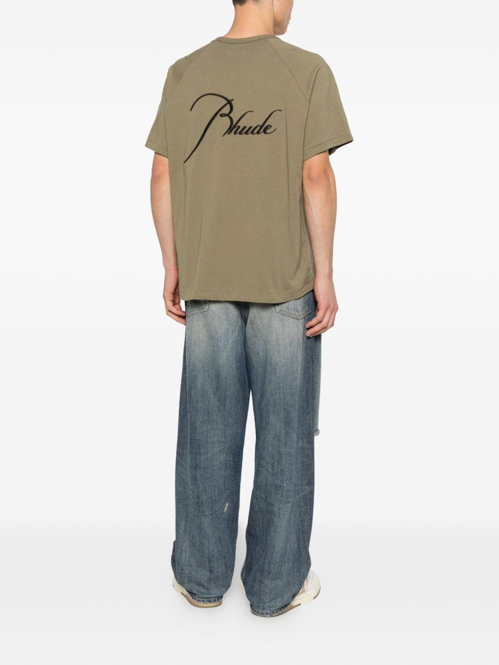 T-shirt a maniche corte in verde Rhude - uomo 