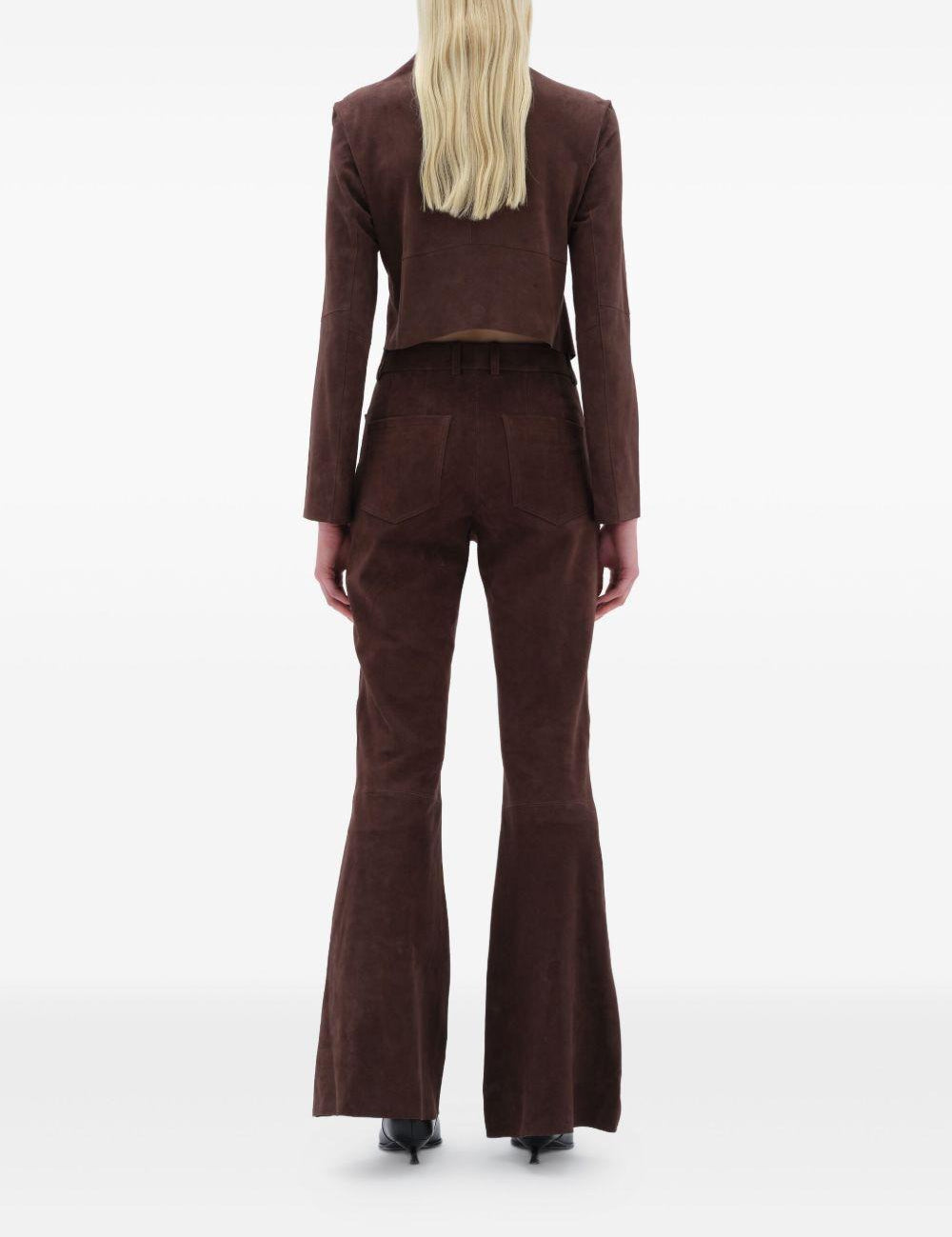 Pantaloni svasati in pelle scamosciata in marrone Remain - donna 