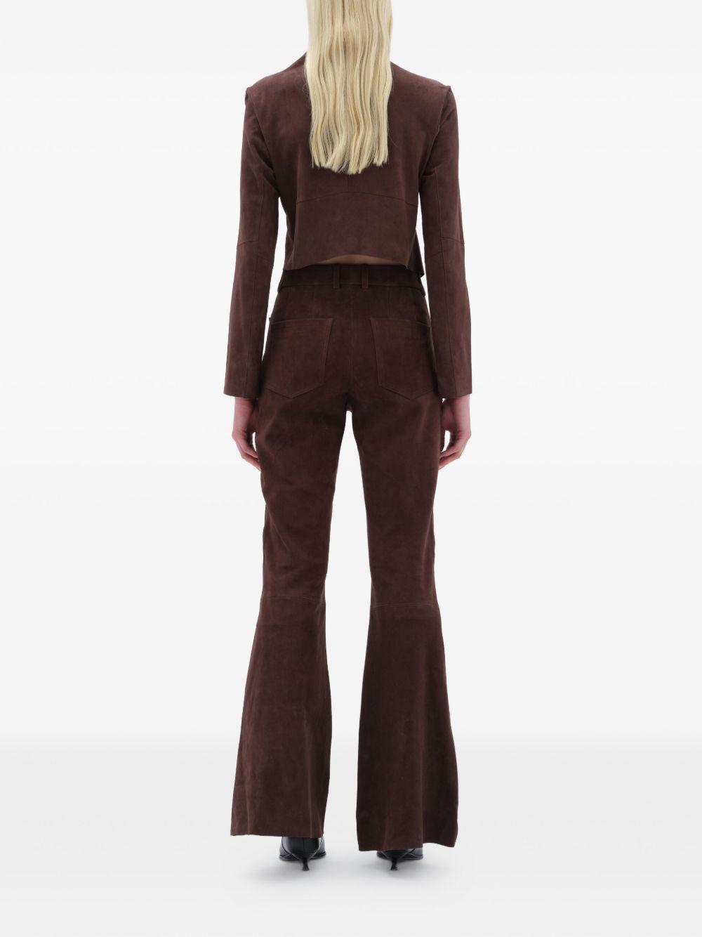 Pantaloni svasati in pelle scamosciata in marrone Remain - donna 