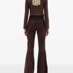 Pantaloni svasati in pelle scamosciata in marrone Remain - donna 