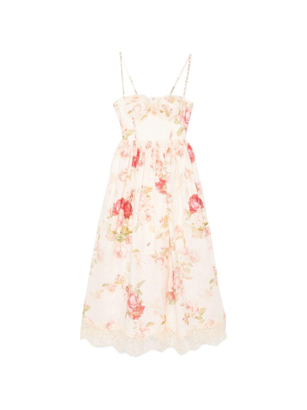 Abito midi con stampa floreale Roselight Picnic multicolor 