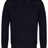 Polo a maniche lunghe in maglia in blu Brunello cucinelli - uomo 