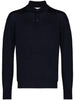 Polo a maniche lunghe in maglia in blu Brunello cucinelli - uomo