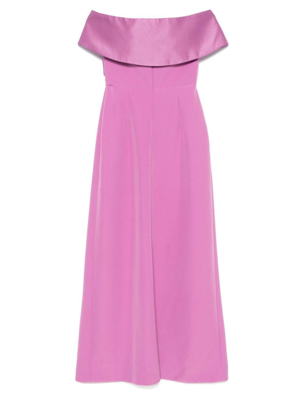 Abito lungo con scollo asimmetrico in viola Rhea Costa - donna 