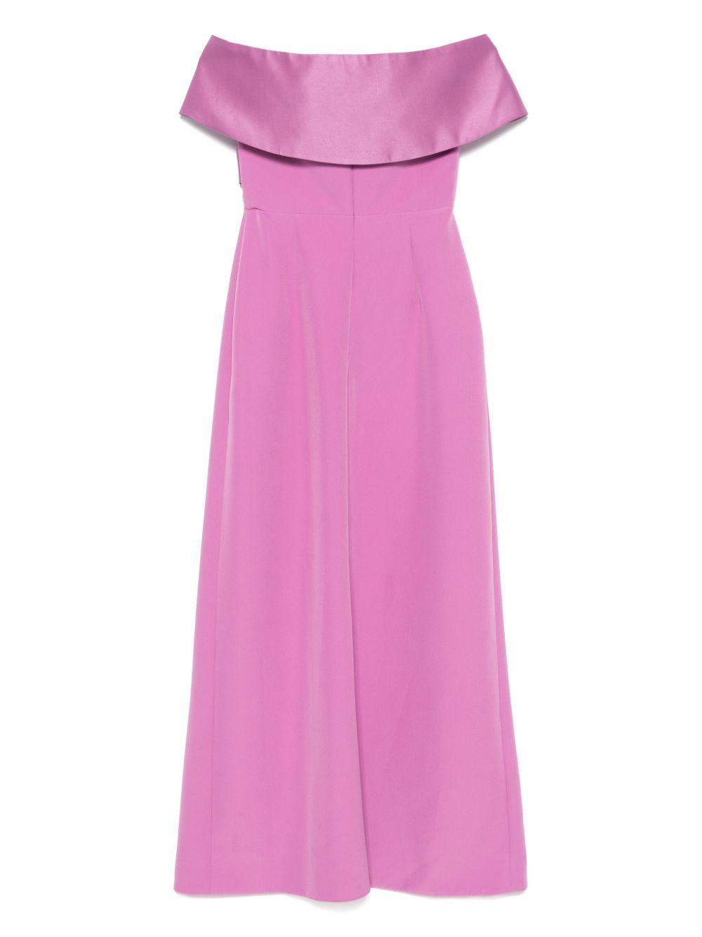 Abito lungo con scollo asimmetrico in viola Rhea Costa - donna 
