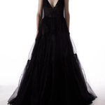 Abito maxi con scollo a V in nero Temily - donna 