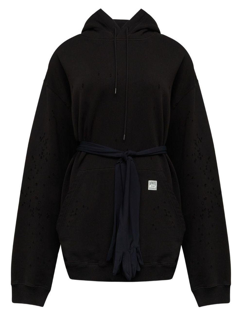 Abito mini con cappuccio in nero Mm6 maison margiela - donna 