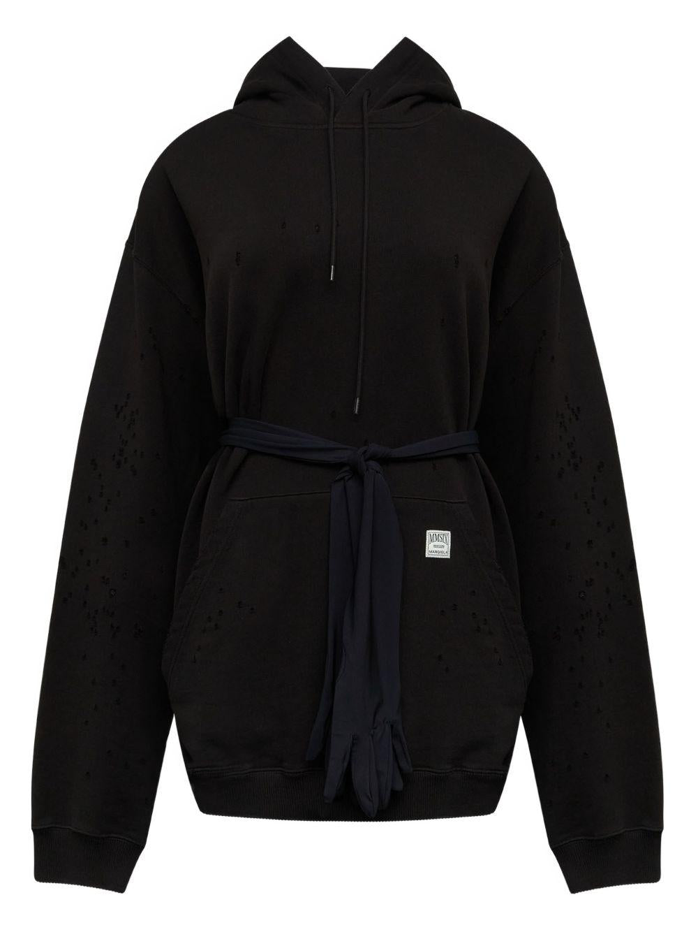 Abito mini con cappuccio in nero Mm6 maison margiela - donna 