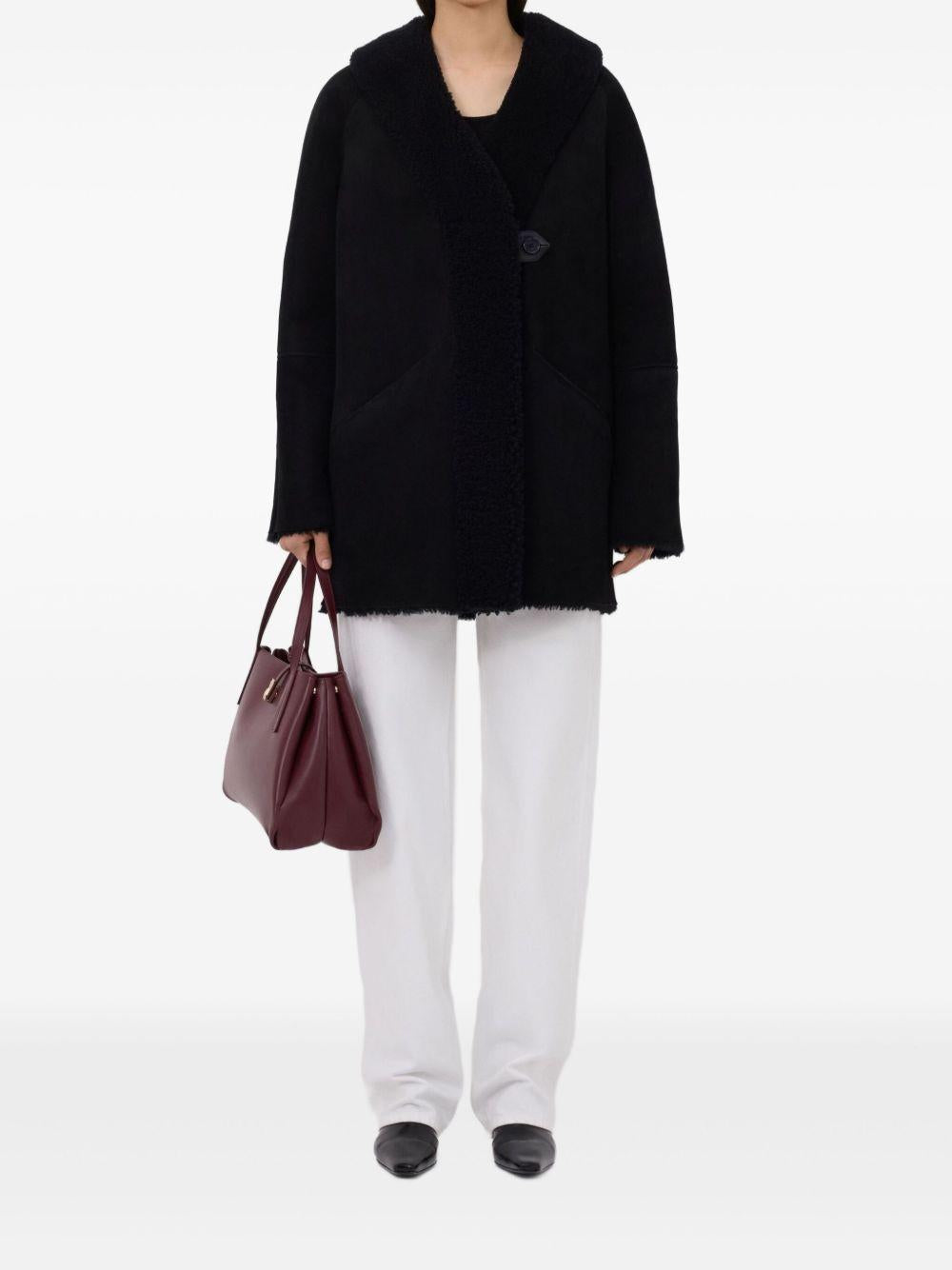 Cappotto con cappuccio isak in nero Loulou de saison - donna 