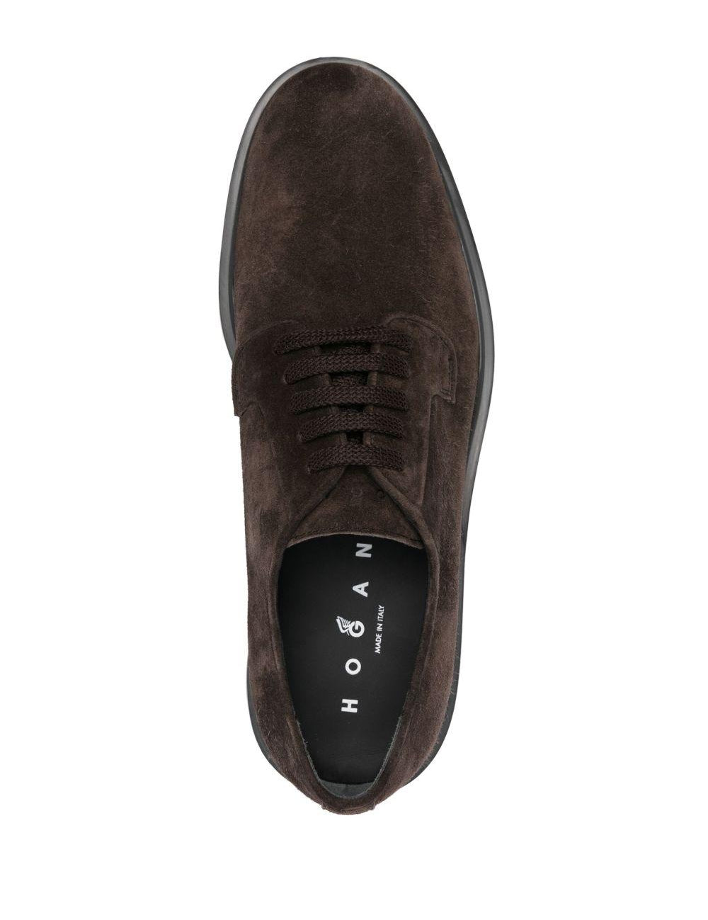 Derby strigate in suede in marrone Hogan - uomo 