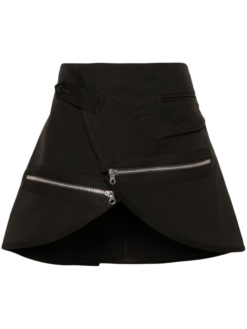 Minigonna con zip modular in marrone - donna 