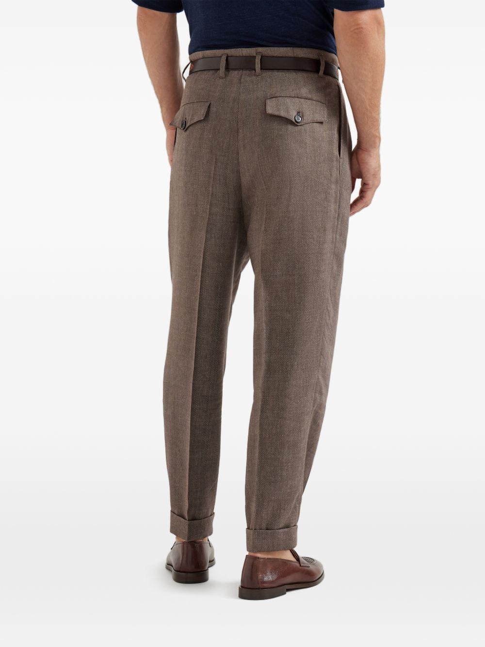 Pantaloni plissé in marrone Brunello cucinelli - uomo 