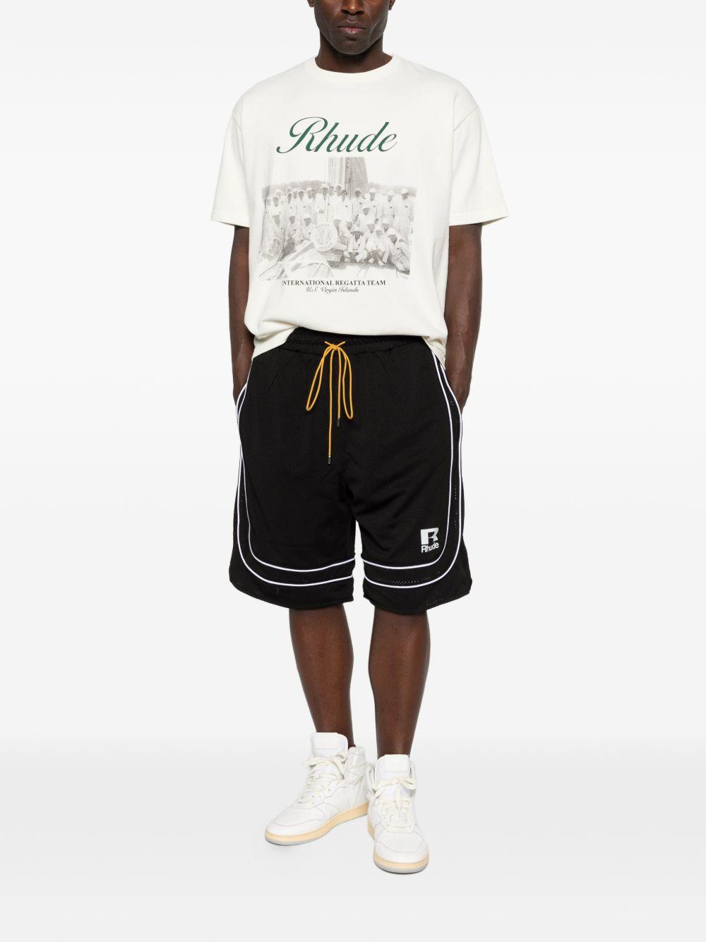 Pantaloncini a righe con coulisse in nero Rhude - uomo 