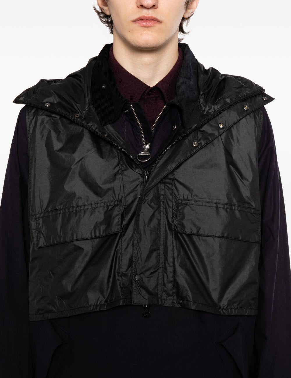 Giacca smock con cappuccio in nero Barbour x kaptain sunshine - uomo 