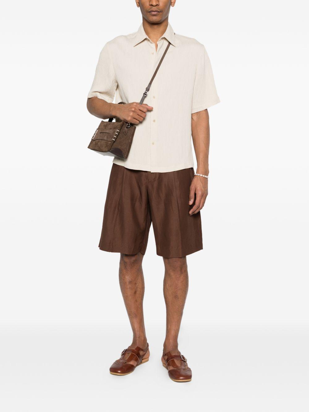Pantaloncini con pieghe in marrone Laneus - uomo 