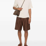 Pantaloncini con pieghe in marrone Laneus - uomo 