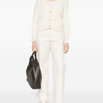 Cardigan con scollo a v in avorio Gotha - donna 
