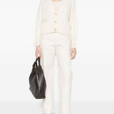 Cardigan con scollo a v in avorio Gotha - donna 