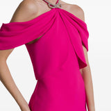 Abito lungo con scollo all'americana in rosa Alberta Ferretti - donna 