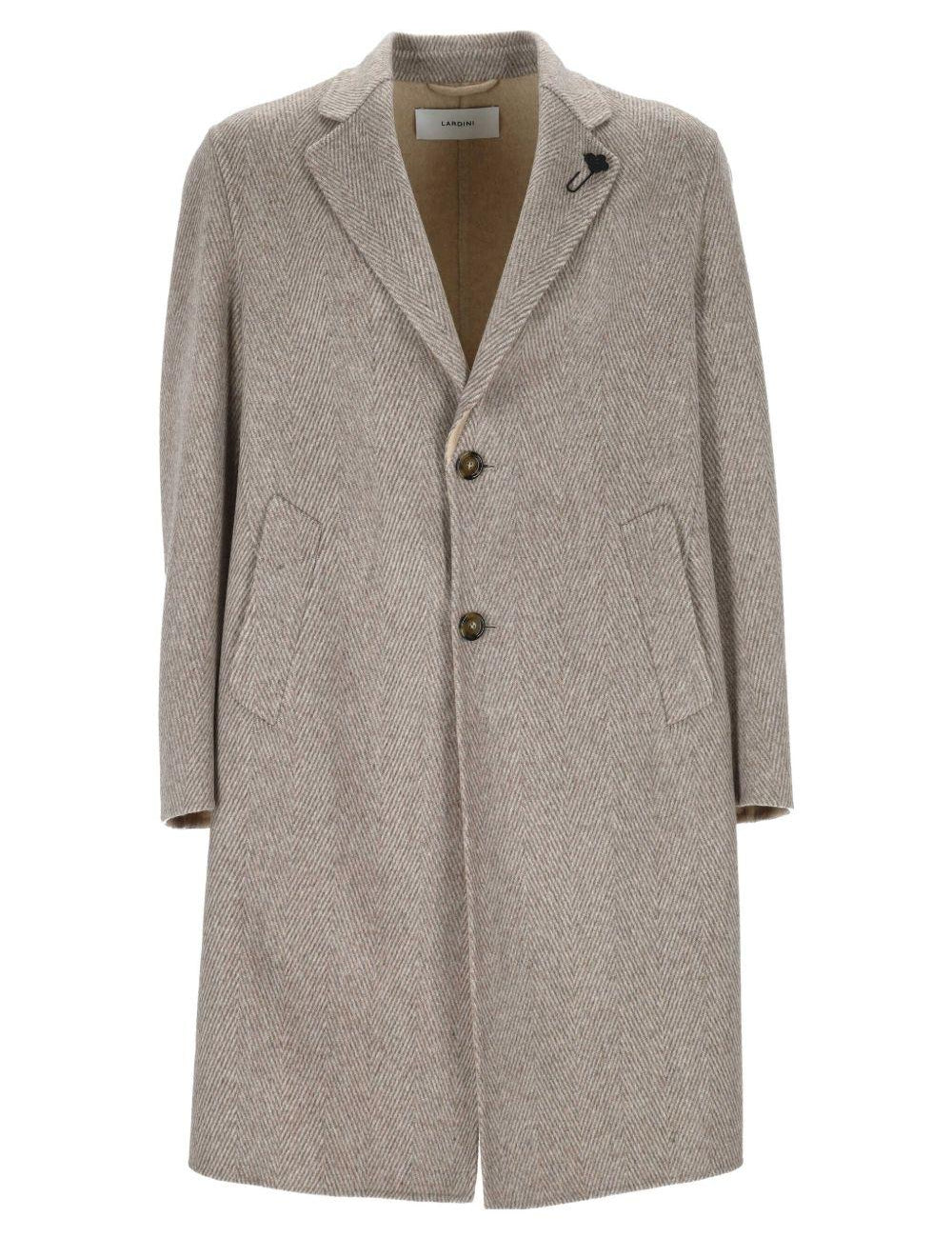 Cappotto con motivo a spina di pesce in marrone Lardini - uomo 