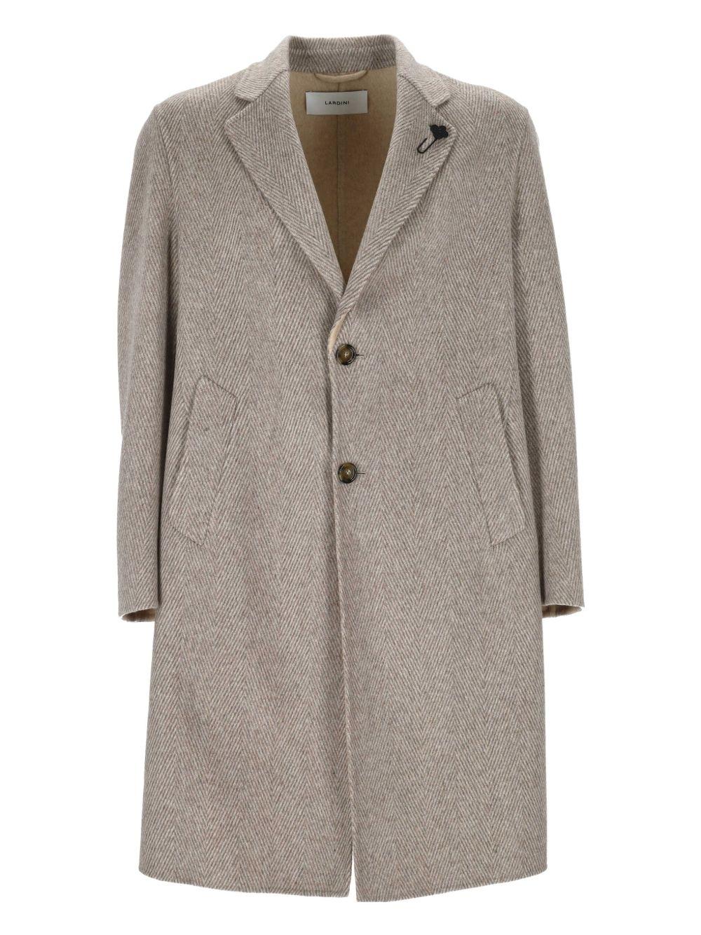 Cappotto con motivo a spina di pesce in marrone Lardini - uomo 