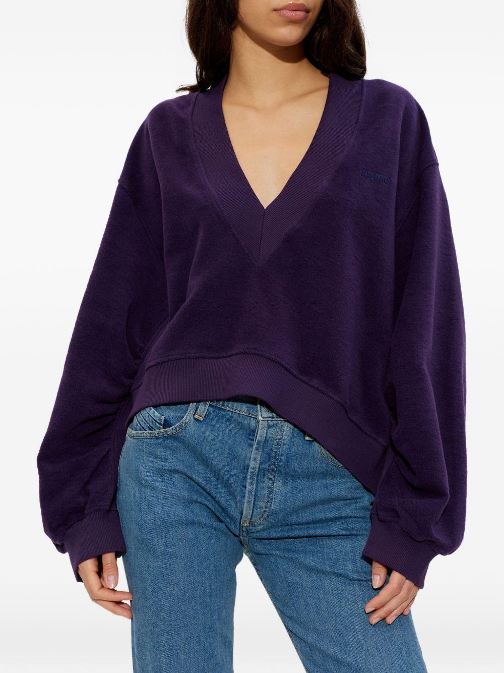 Felpa con scollo a V in viola The attico - donna 