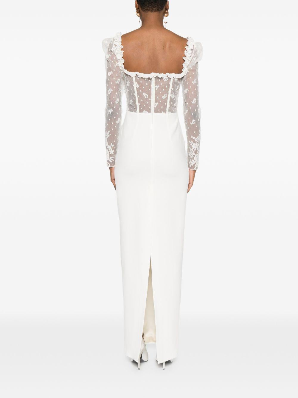 Abito lungo in pizzo bianco Alessandra Rich - donna 