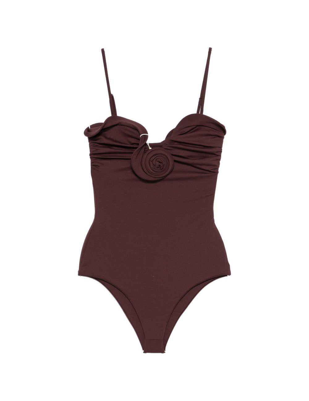 Costume da bagno con dettaglio fiori in bordeaux Magda butrym - donna 