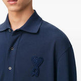 Polo Ami de Coeur con applicazione in blu Ami paris - uomo 
