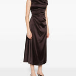 Abito con scollo drappeggiatto in marrone Staud - donna 