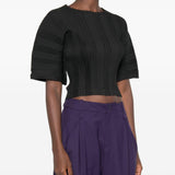 Top  plissettato in nero 