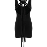 Abito con spalline incrociate in nero The attico - donna 