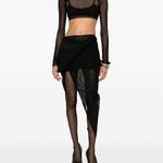 Gonna asimmetrica con design semi-trasparente in nero Rick owens - donna 