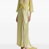 Abito lungo con ruches in giallo 