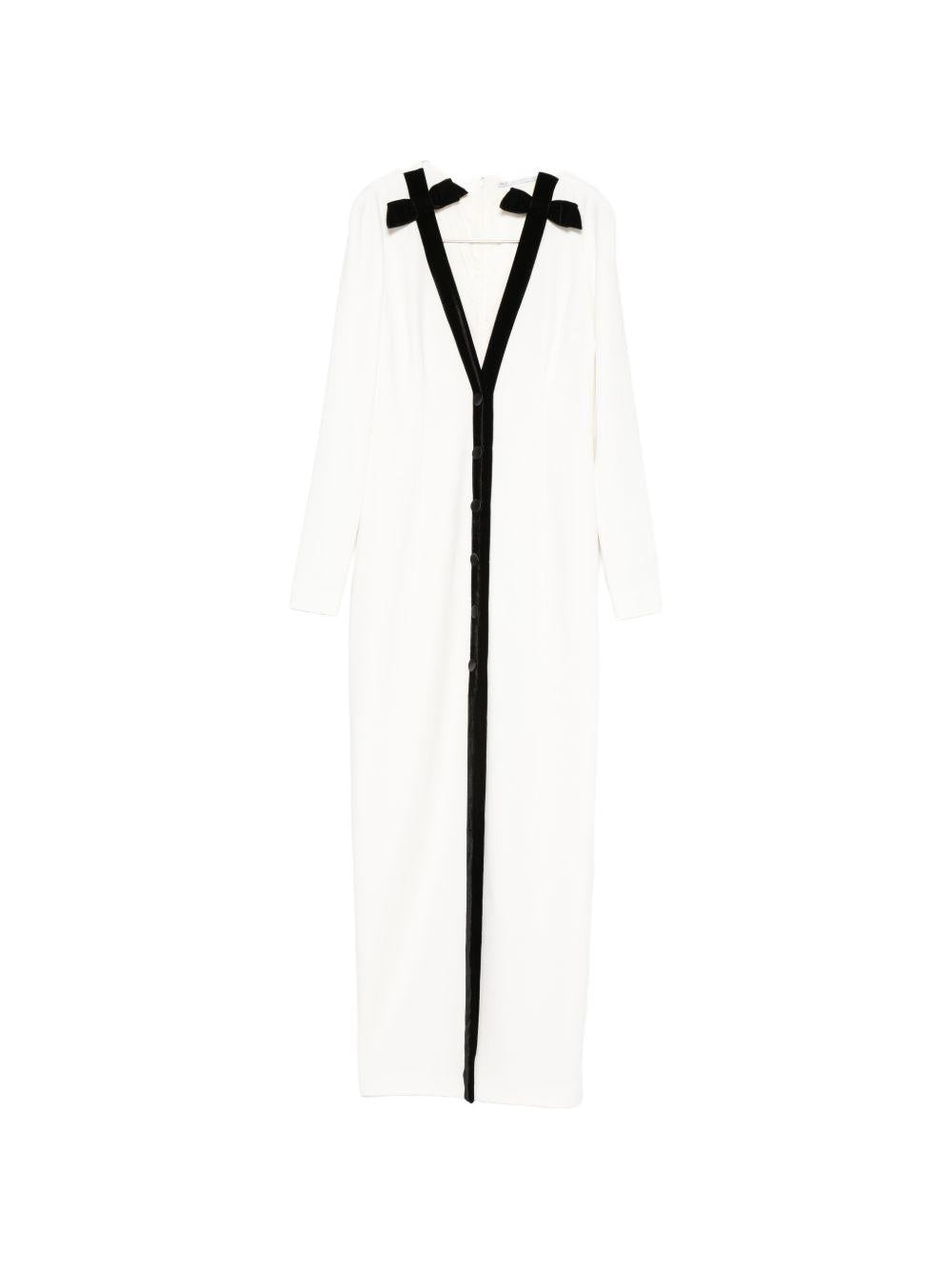 Abito lungo con fiocco in bianco e nero Alessandra Rich - donna 