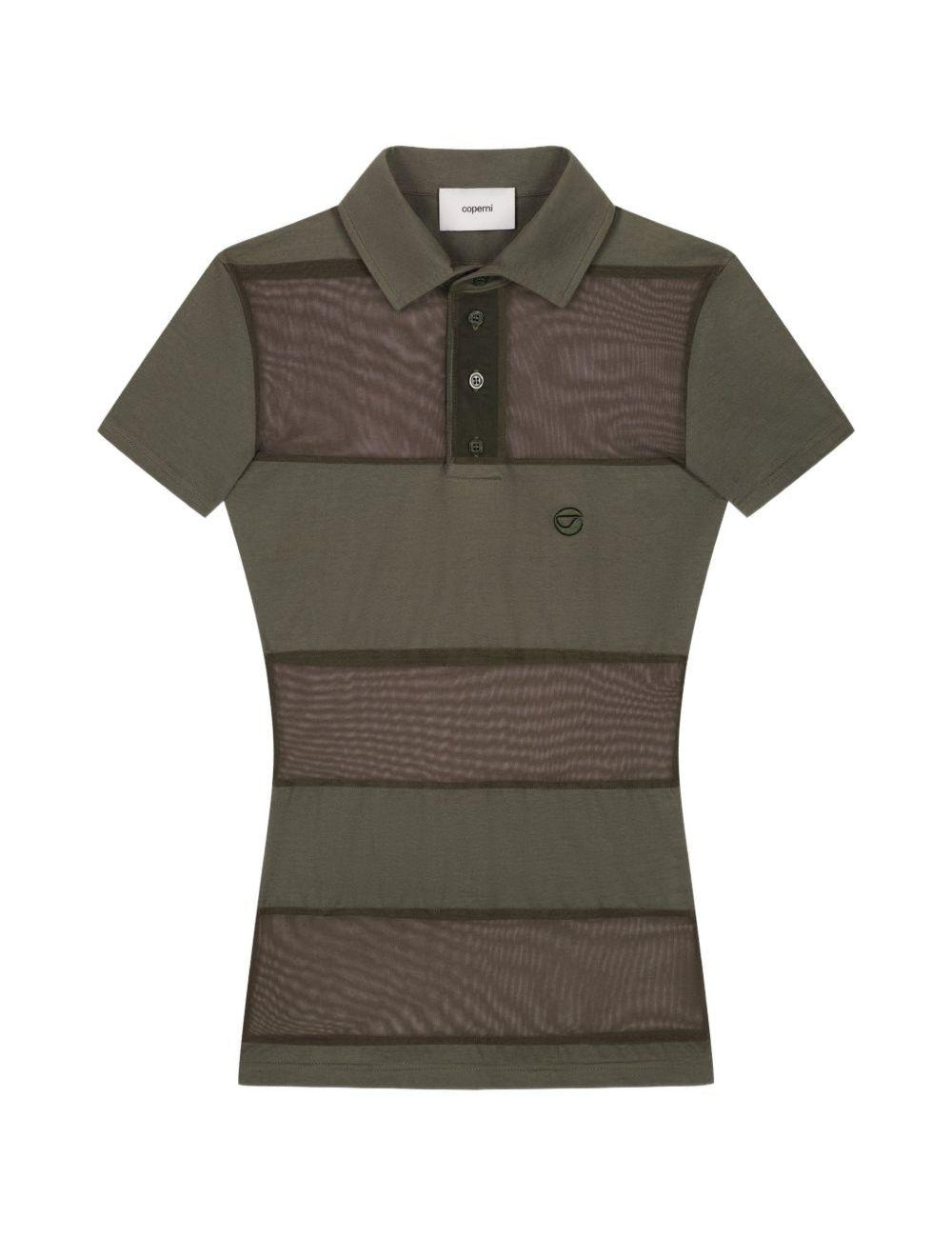 Polo semi trasparente a righe in verde Coperni - donna 